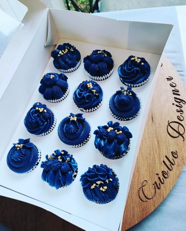 Floral Cupcakes Blue Rose dozen