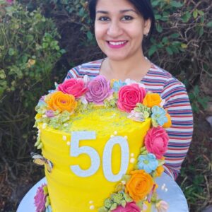 Floral 50th Cake