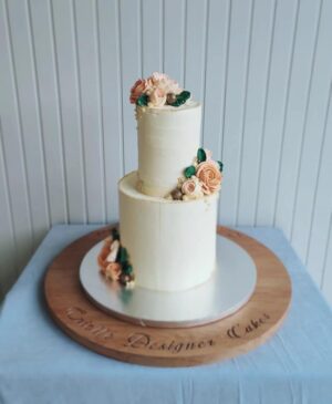 Two Tier White Wedding Cake