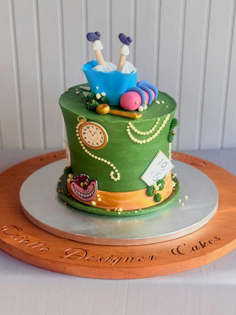 Alice In Wonderland Birthday Cake Green Side View