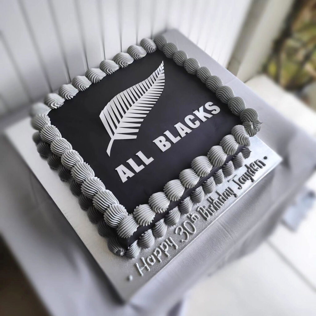 All Blacks Rugby Birthday Sheet Cake Black White