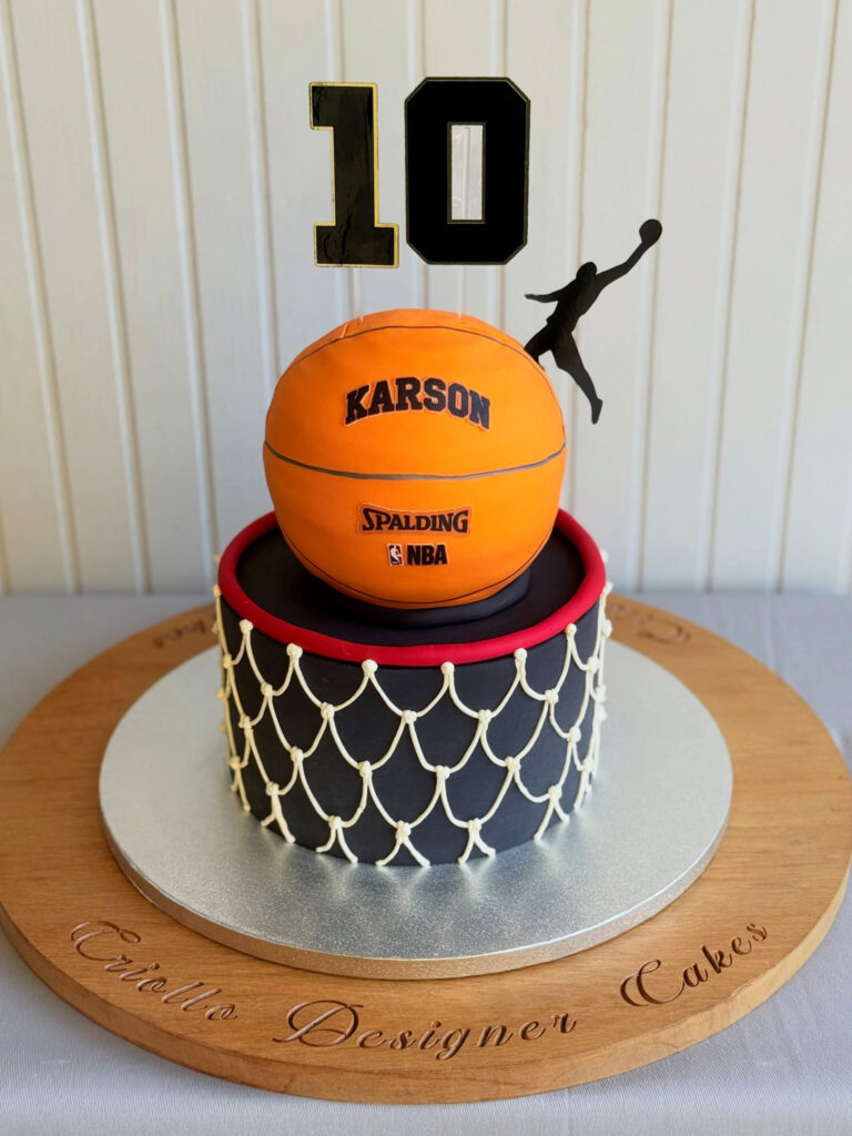 Basketball Tenth Birthday Cake Orange Black