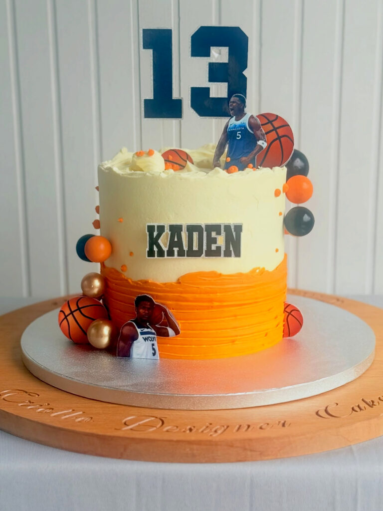 Basketball Thirteenth Birthday Cake Orange Blue
