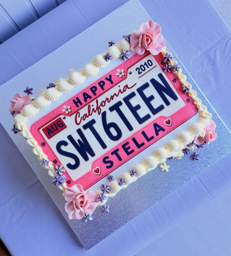 California License Plate Sweet Sixteen Cake Pink