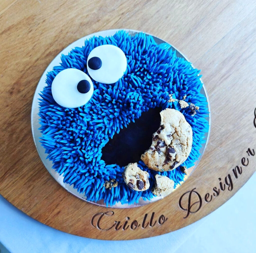 Cookie Monster Shaped Birthday Cake Blue Cookies