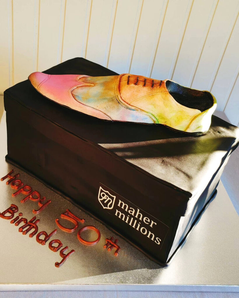 Designer Shoe Box Fiftieth Birthday Shaped Cake