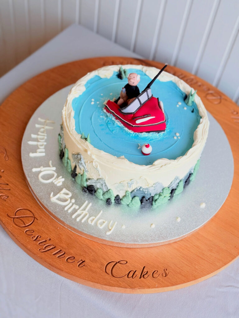 Fishing Tenth Birthday Cake Blue Angler