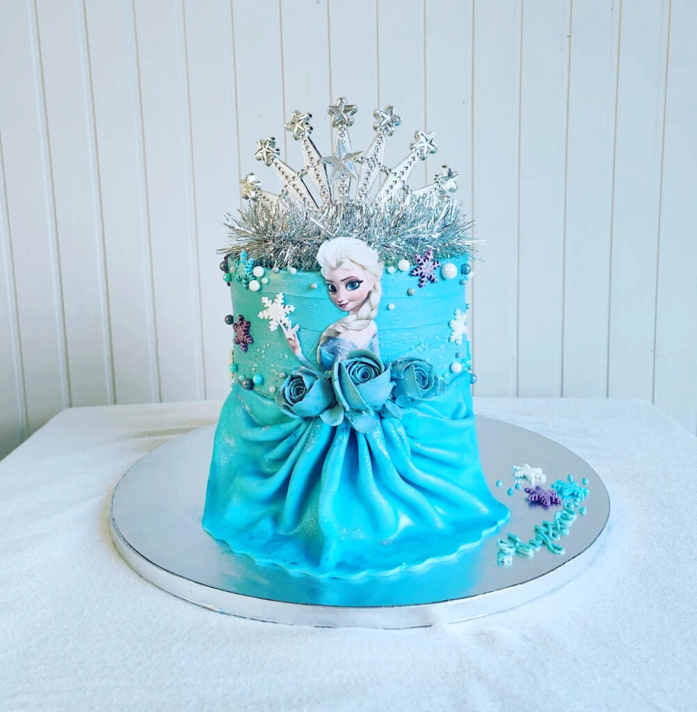 Frozen Elsa Princess Dress Birthday Cake Blue