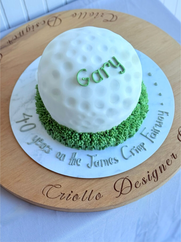 Golf Ball Birthday Cake White Green
