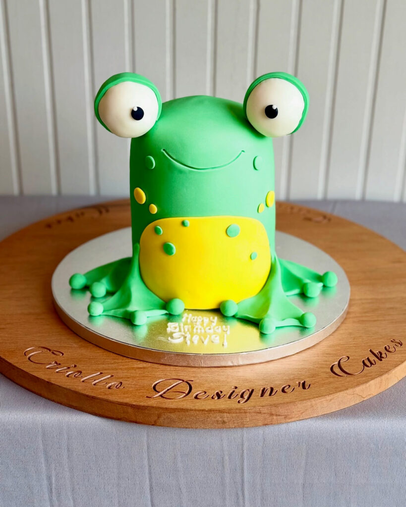 Green Friendly Monster Shaped Birthday Cake