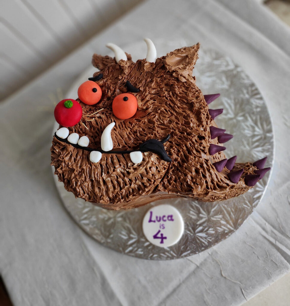 Gruffalo Fourth Birthday Shaped Cake Brown