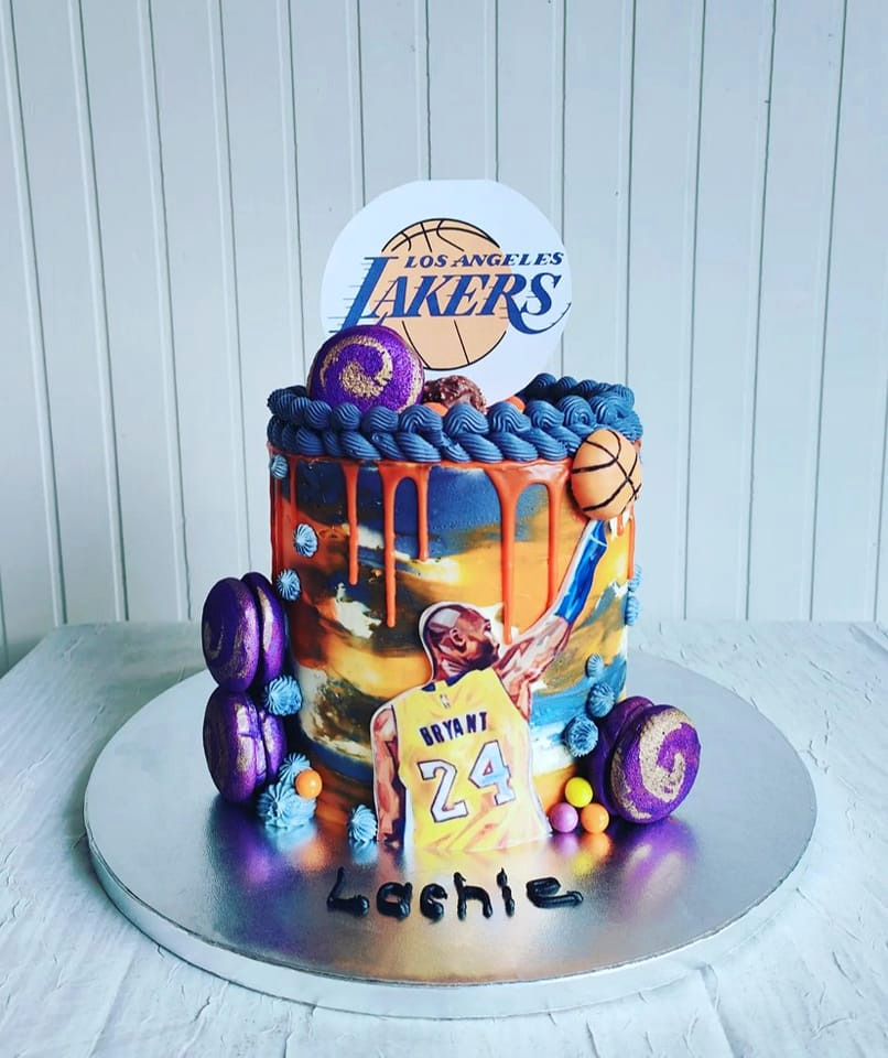 Los Angeles Lakers Basketball Birthday Cake Purple Orange