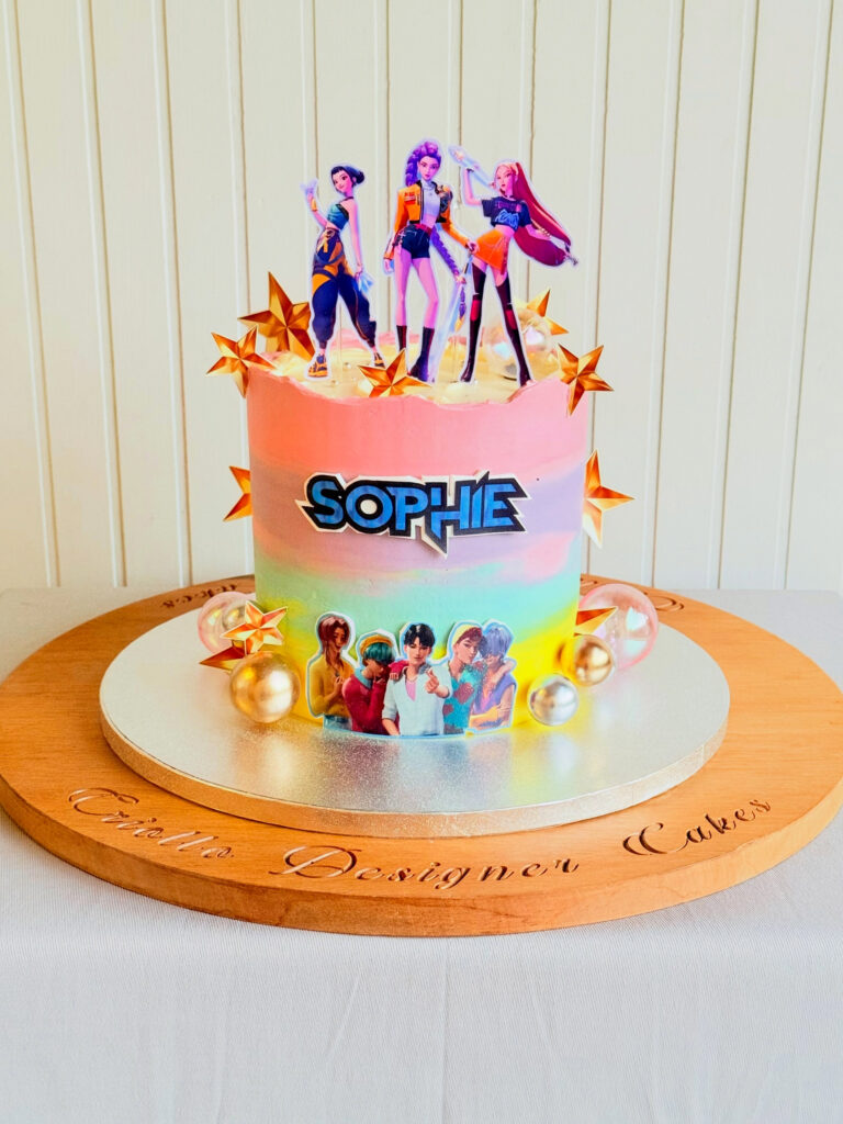Pink Blue K Pop Teen Birthday Cake Front View