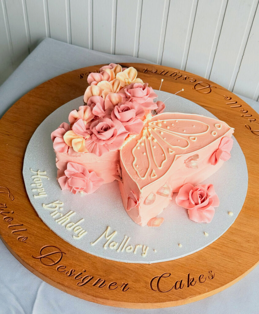 Pink Fascinator Hat Birthday Cake Roses