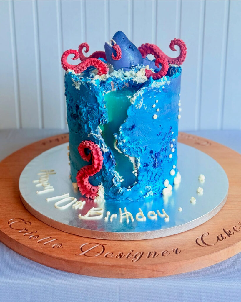 Pirate Kraken Birthday Cake Blue Side View