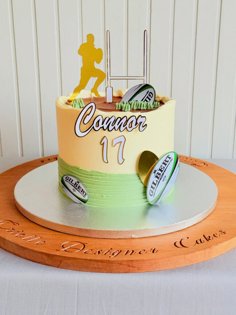 Rugby Seventeenth Birthday Cake Green White Two Tier