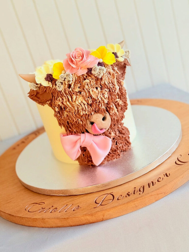 Shaggy Dog Birthday Cake Brown Pink Bow