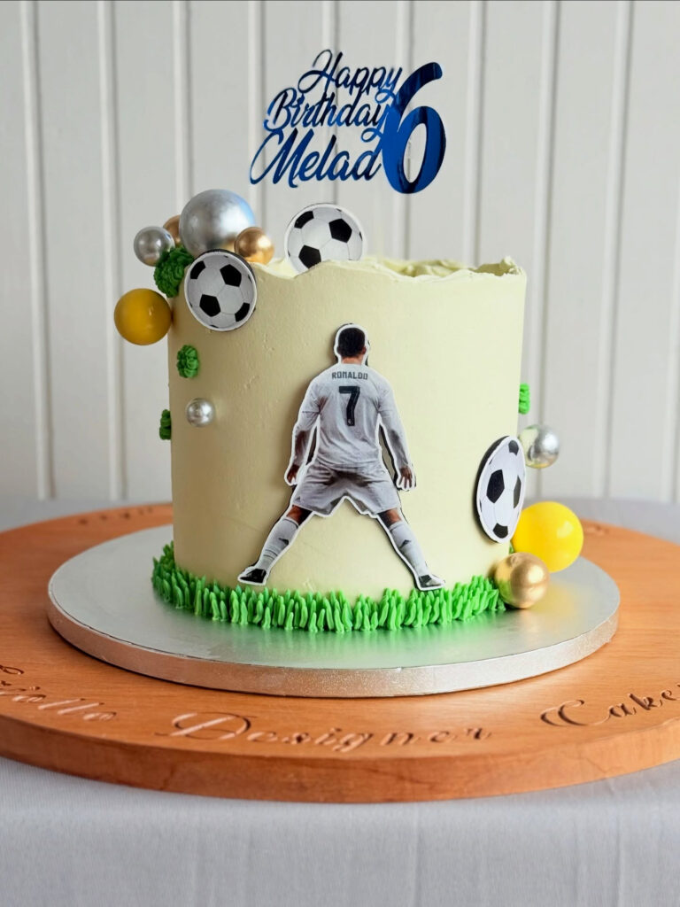 Soccer Sixth Birthday Cake White Football Decorations