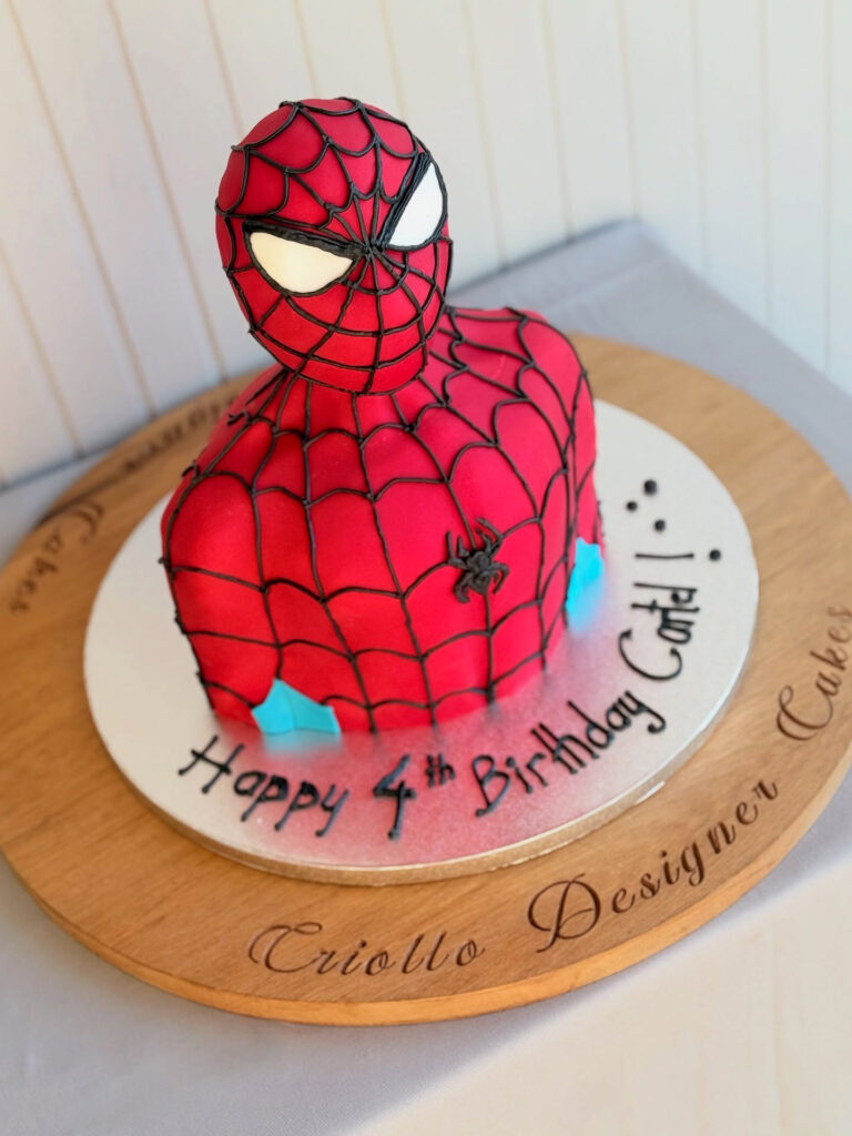 Spider Man Fourth Birthday Shaped Cake Red Blue