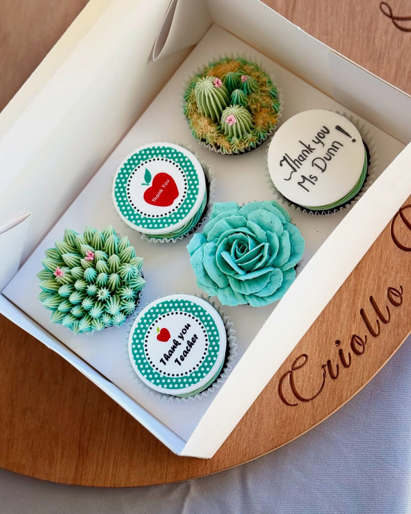 Teal Christmas Cupcake Gift Box by Criollo Designer Cakes in Dunedin, Otago