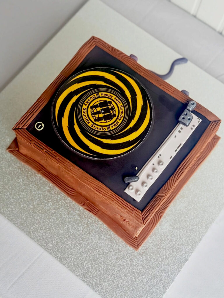 Vinyl Record Player Birthday Cake Turntable Top View