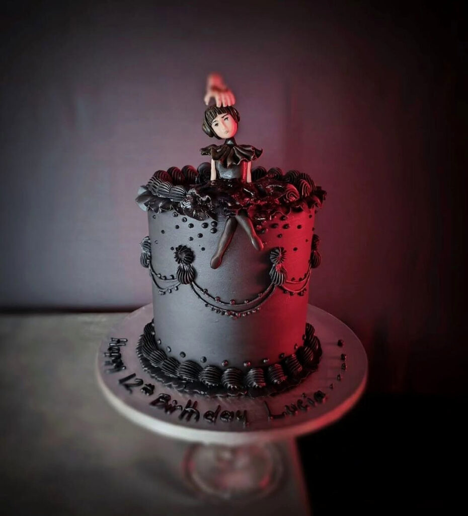 Wednesday Addams Gothic Birthday Cake Black Red
