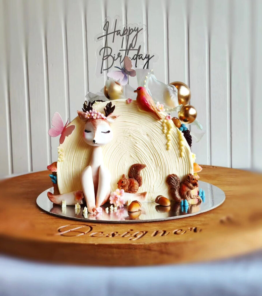 White Unicorn Shaped Birthday Cake Rainbow Details