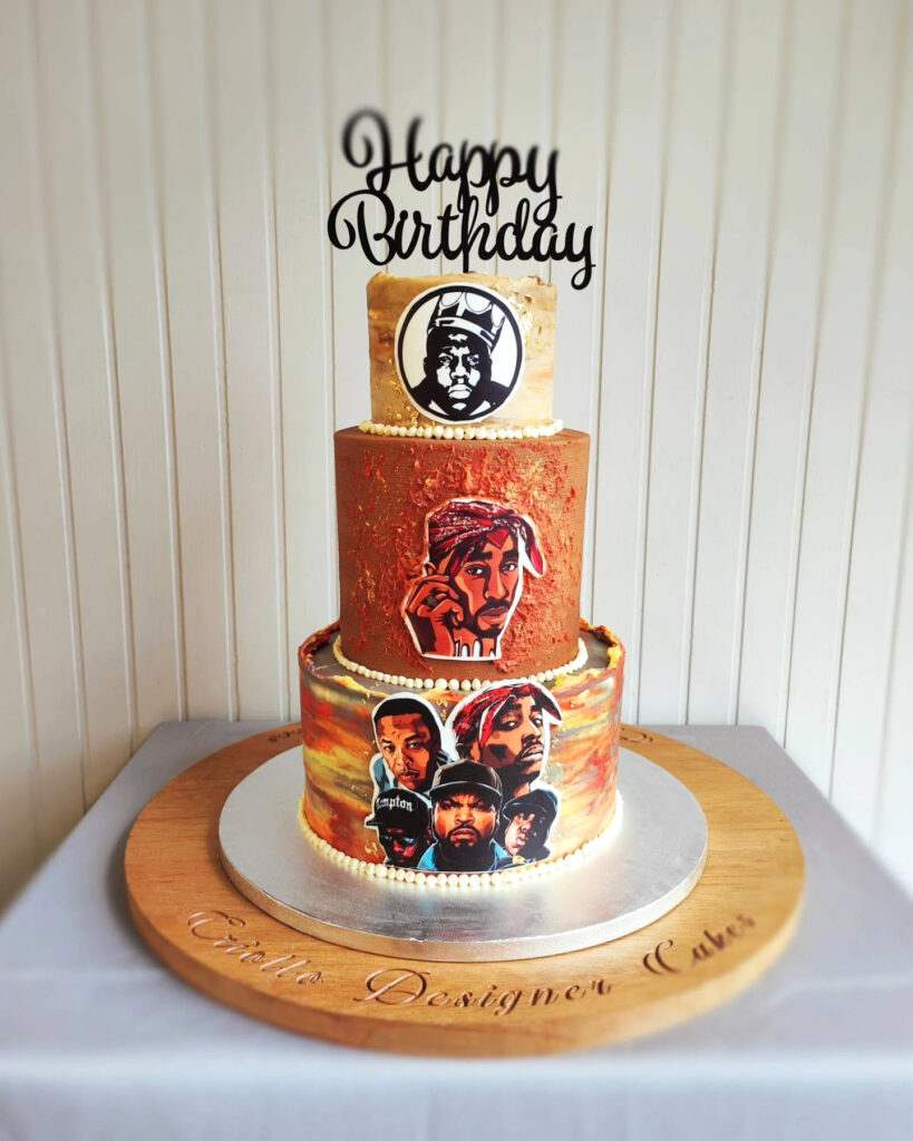Wrestling Themed Birthday Cake Red Black Two Tier