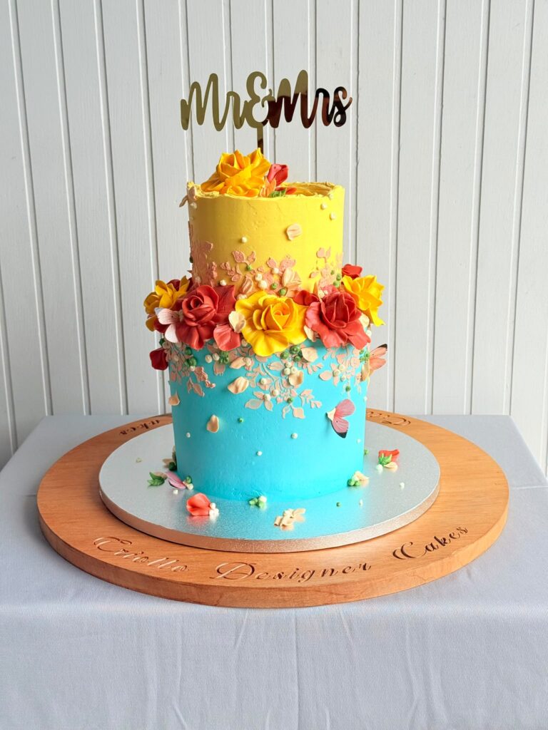 Spring & Summer Wedding Cake With Edible Butterflies