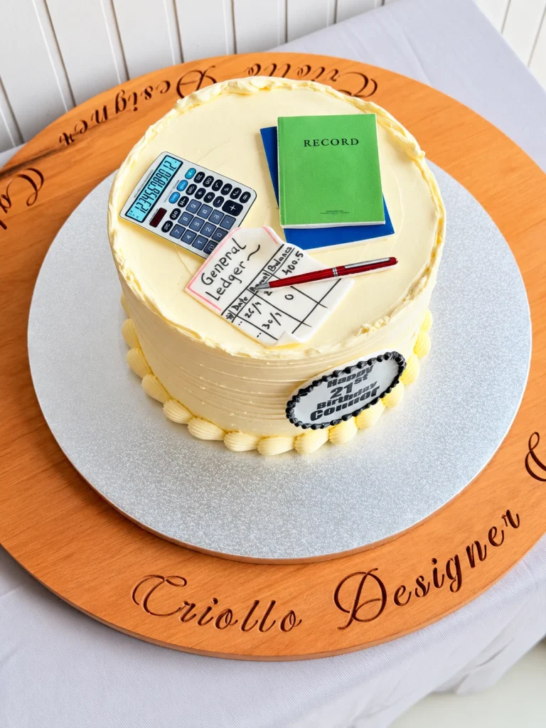 Accounting Themed 21st Graduation Cake