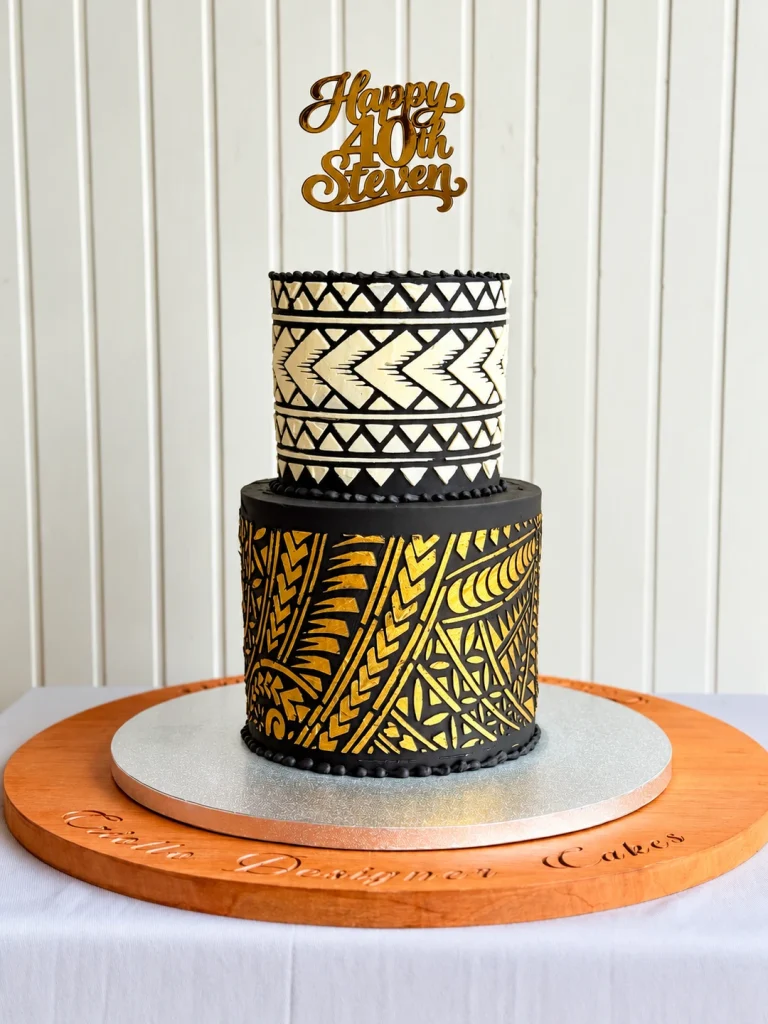 Pacifica Patterned Two-Tiered 40th Milestone Birthday Cake